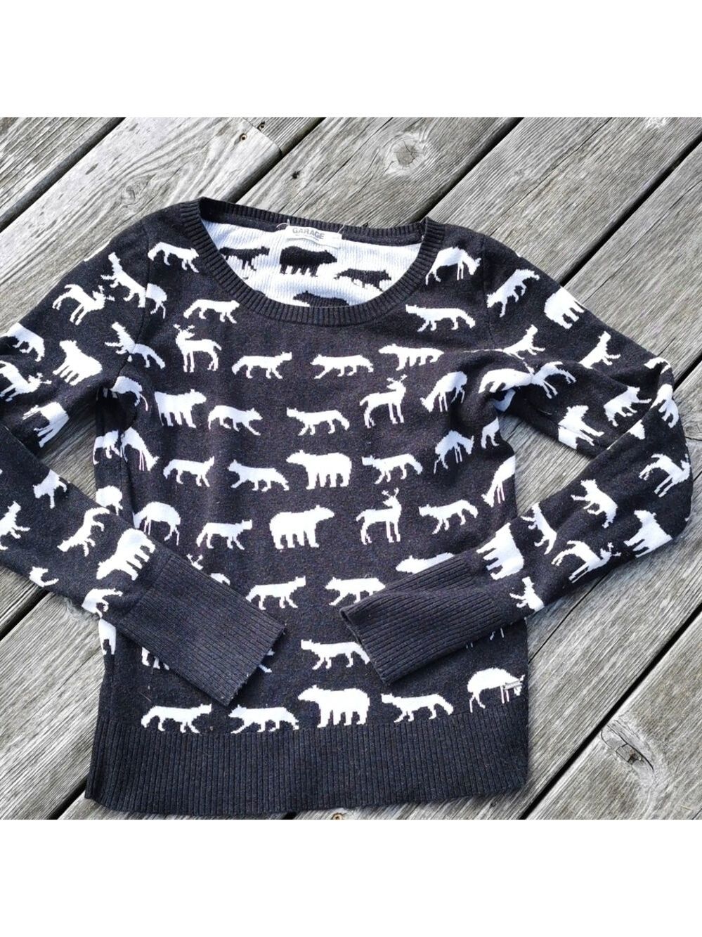 Garage forest animal print sweater. Size small.